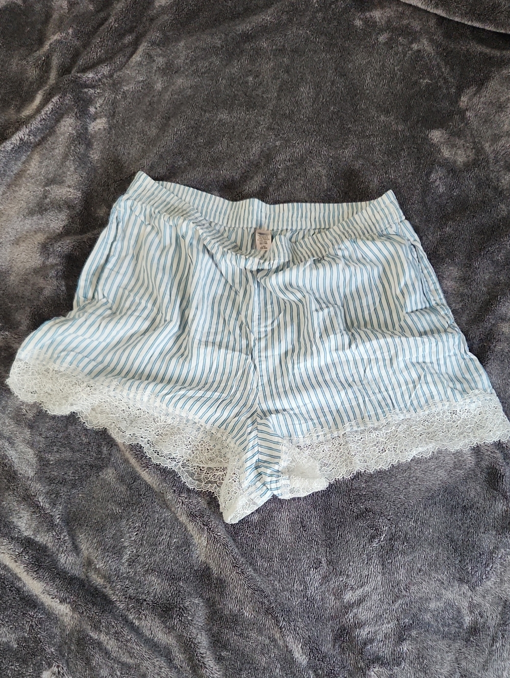 Victoria's Secret Blue & White Lace-Trim Sleep Shorts